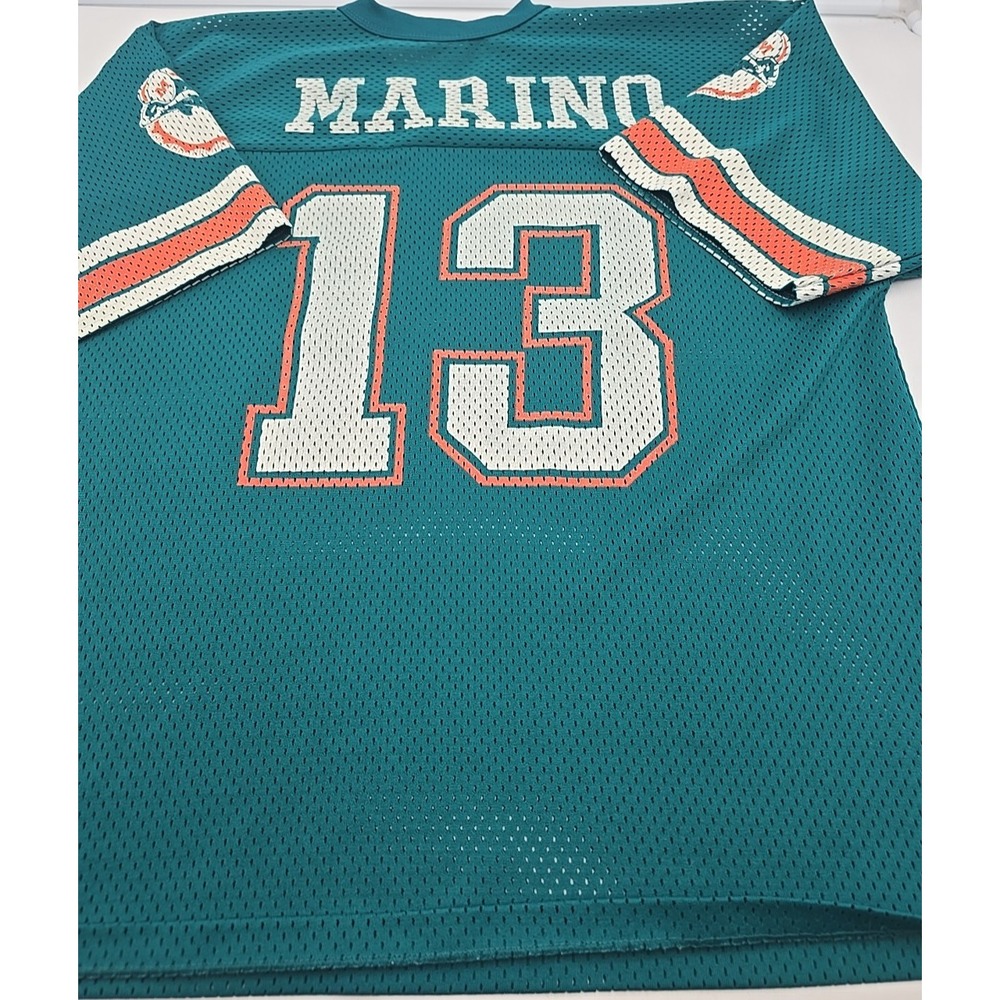 Logo 7 NFL Miami Dolphins Dan Marino Jersey Size L Football‎ Green - Picture 10 of 13